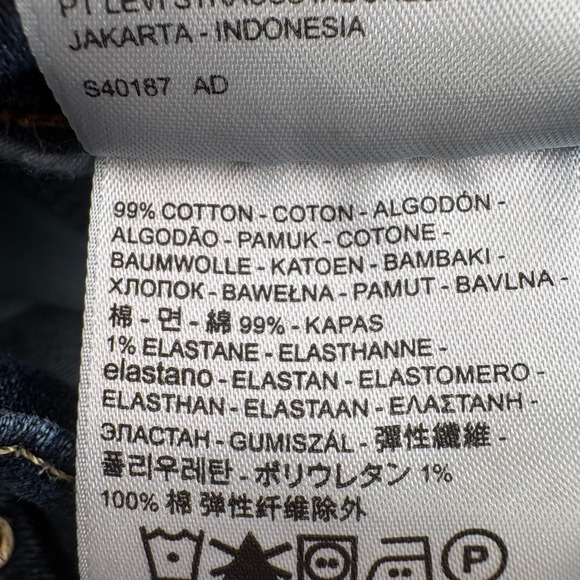 Levi's 505 Mid Rise Stretch Straight Fit Dark Wash Denim Jeans Size 8 (30x29.5) - Picture 13 of 13